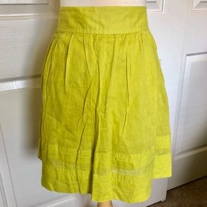 LOFT A-Line Skirt • Knee Length • Lime Green